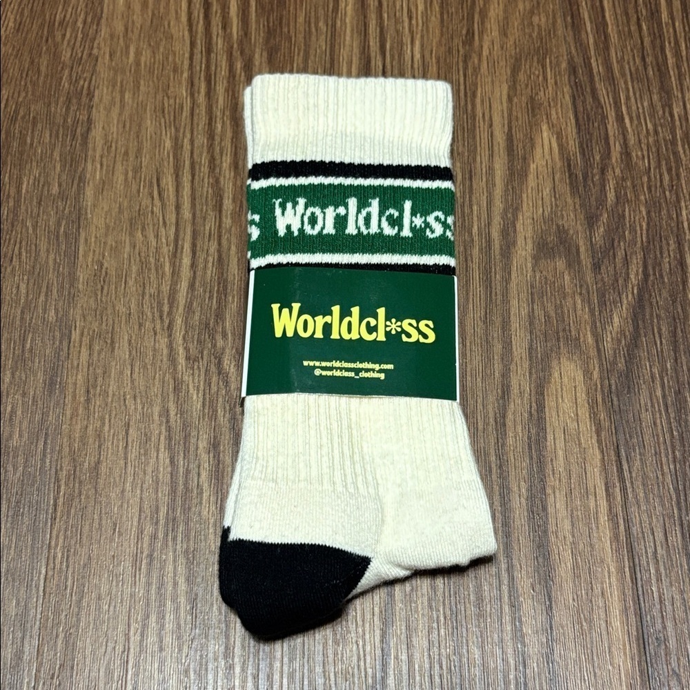 Worldclass Cream Black Crew Socks Streetwear Unisex New